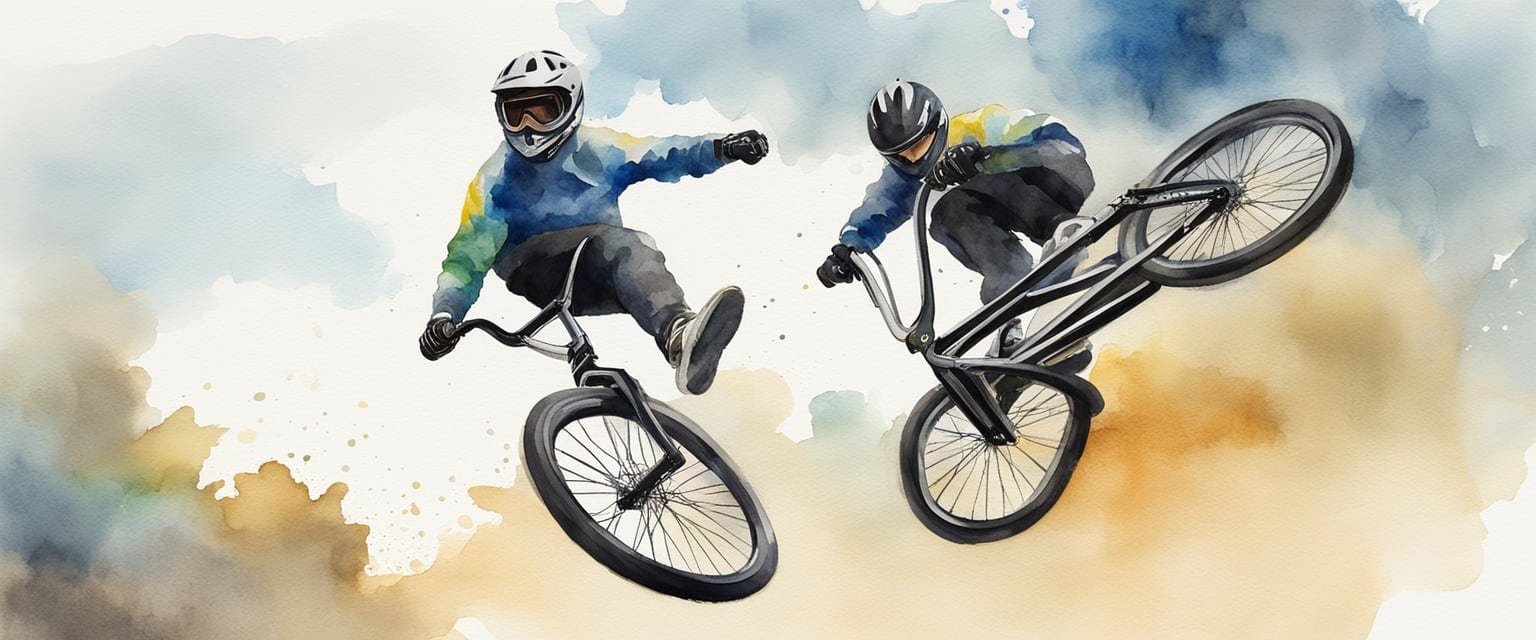 A BMX rider soars through the air, executing a flawless trick with precision and grace, showcasing the artistry and skill of Olympic Cycling BMX Freestyle