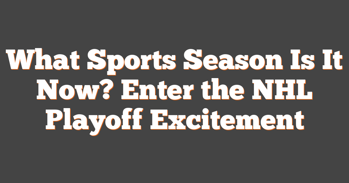 What Sports Season Is It Now? Enter the NHL Playoff Excitement